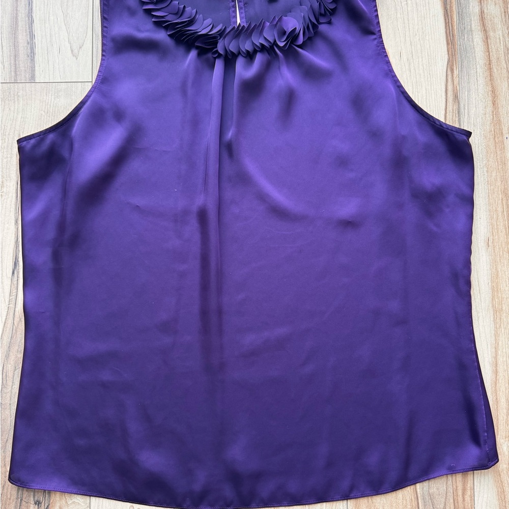 Anne Klein Purple Ruffled Sleeveless Blouse
